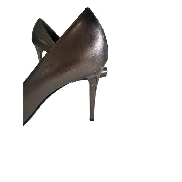 ROBERTO CAVALLI Just Cavalli Pewter Silver Leather Heels Size 9 / 39 - Picture 6 of 7